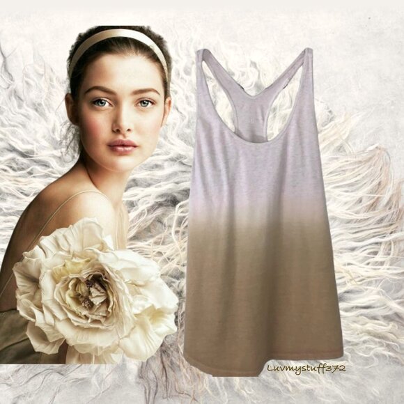 🌞Cute Lululemon OM Racerback Tank Top Long Tee in Cashew & White - Picture 1 of 5